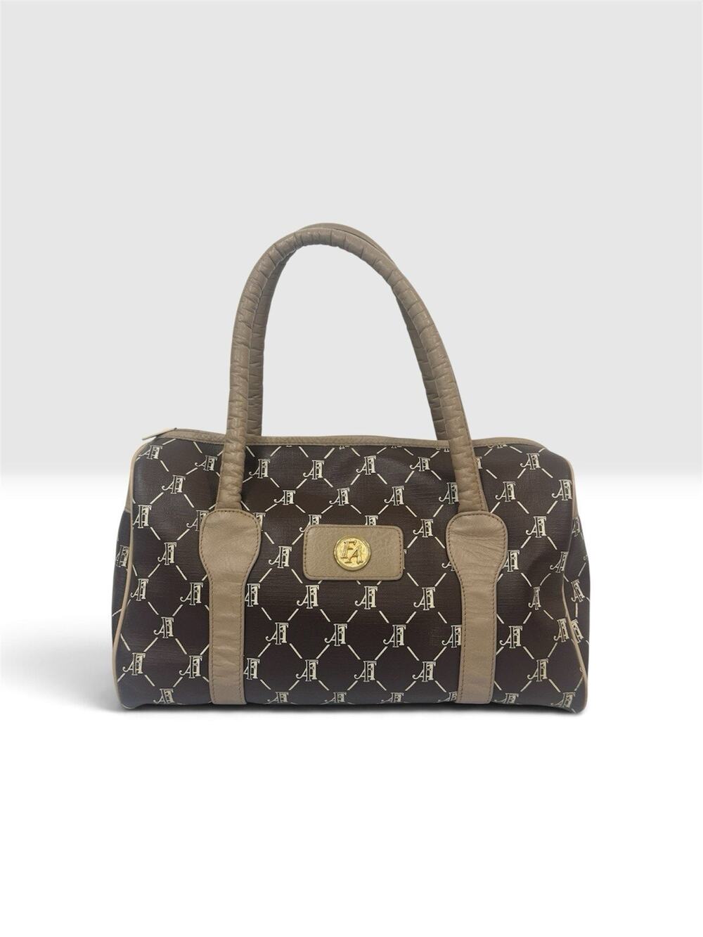 Vintage 80s Fifth Avenue Handbags FA Monogram Coated Canvas Boston Satchel USA
